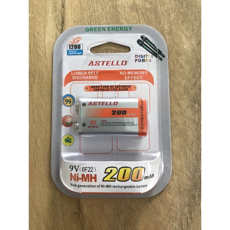 Baterai Kotak 9V Astello ORI 200mAh Bisa Di Cas