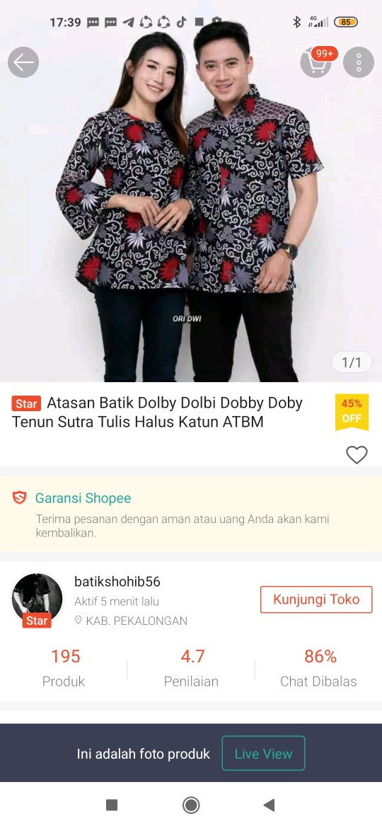 Atasan Batik Dolby Dolbi Dobby Doby Tenun Sutra Tulis Halus Katun Atbm Baron ,sarombit Atasan