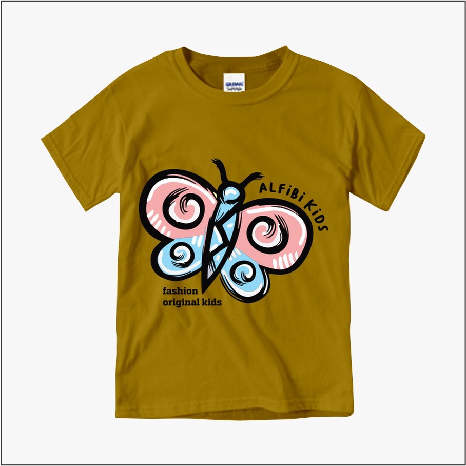 ALFIBI KIDS - Kaos Anak BUTTERFLY - Baju Anak Perempuan - Baju Kaos Anak Murah