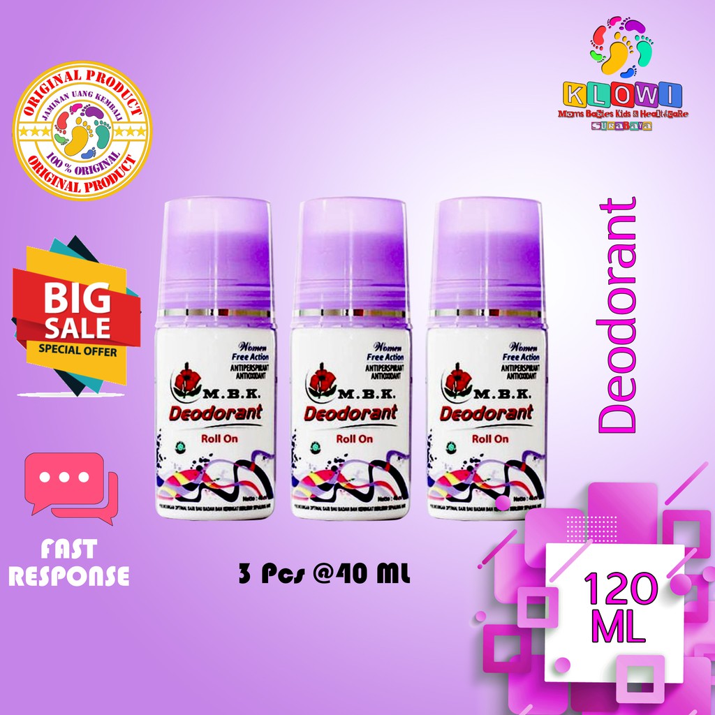 M.B.K Roll On Purple Women Free Action 40Ml / Deodorant / Penghilang Bau Badan Wanita 1 PCS