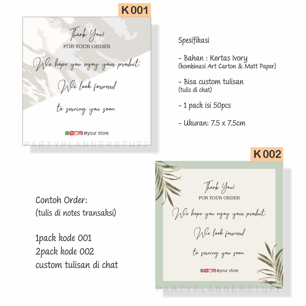 Kartu Olshop Kotak Kartu Paket Online Shop Kartu Ucapan Terima Kasih Olshop Thank You Card Shopee Indonesia