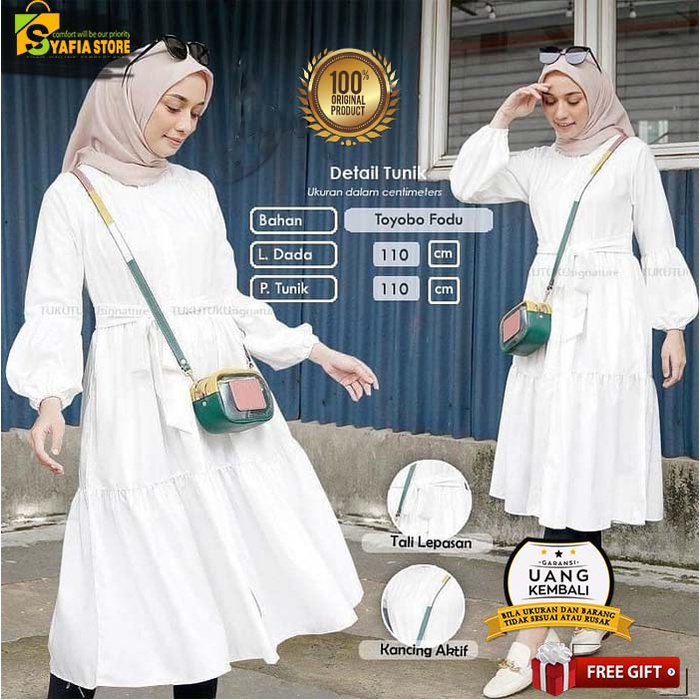 Baju atasan long tunik tunic wanita remaja muslim rayon polos premium kekinian import murah terbaru