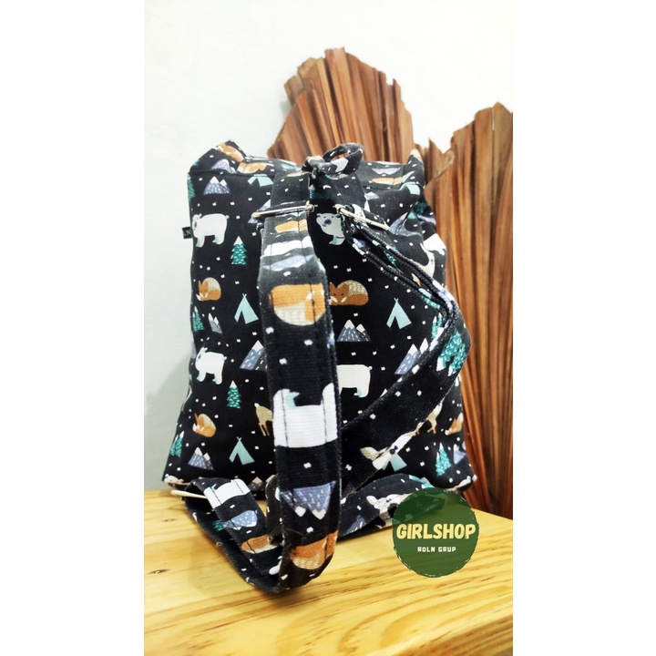 RANSEL SERUT BERUANG KUTUB//tas kanvas - tas ransel wanita - tas wanita - tas lucu - cewe