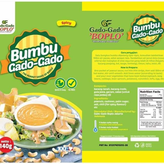 

[[COD]] Bumbu gado gado Boplo 140 Gr Orginal TERBATAS Kode 564