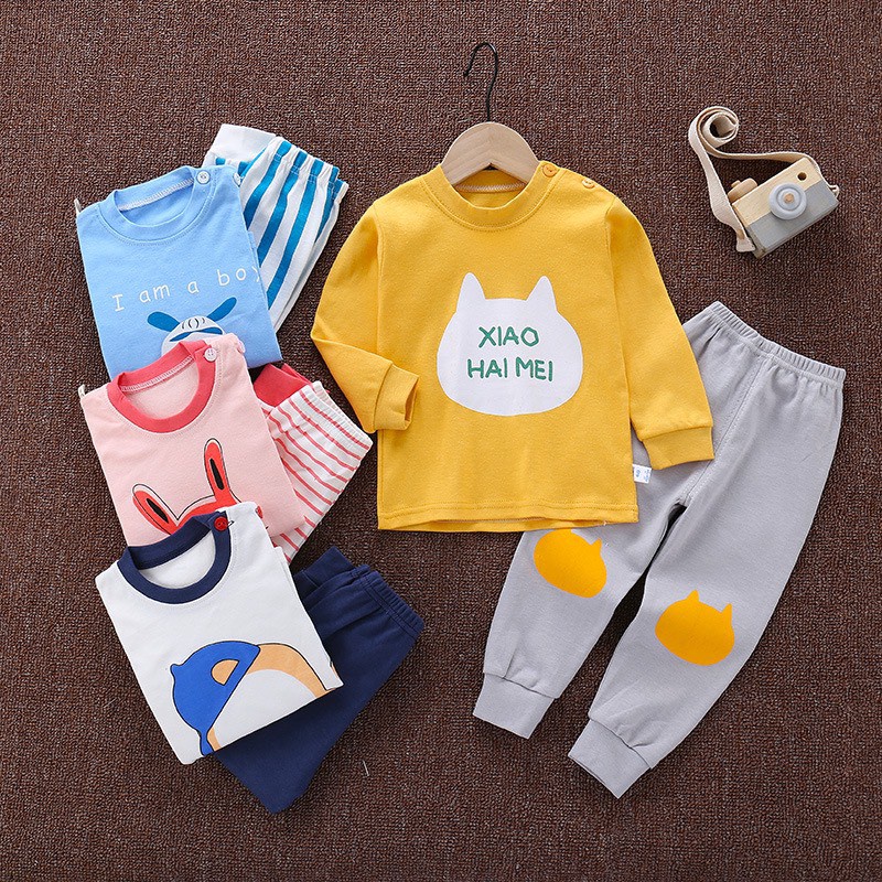 LID9046 - 2in1 Setelan Atasan Lengan Panjang + Celana Panjang Bayi Cotton Set Baju Bayi Anak Katun Lembut pakaian bayi anak