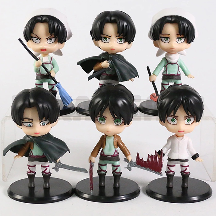 Action Figure Attack on Titan: Cute Kawaii Version - Levi Ackerman &amp; Eren Jeager (bakawears)