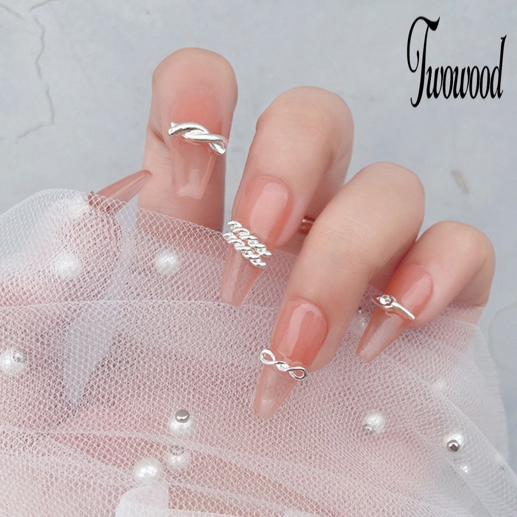 20 Pcs Dekorasi Kuku 3D Bahan Alloy Anti Karat Untuk Manicure