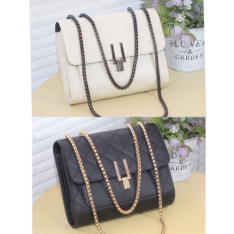 TAS SELEMPANG WANITA AMORA MURAH LUCU SLINGBAG RANTAI FASHION KPOP SHOULDER BAG CEWEK POLOS KOREA LU