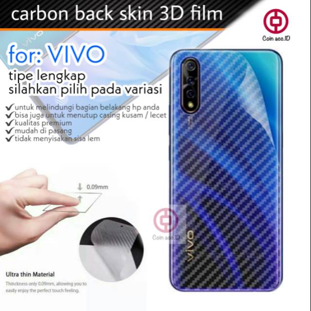 GARSKIN CARBON 3D VIVO Y19/Y12i/Y50/Y17/Y15/Y12/Y91/Y91C/Y93/Y95/V19/V15/V17 PRO/S1/Z1 PRO/V9/V11