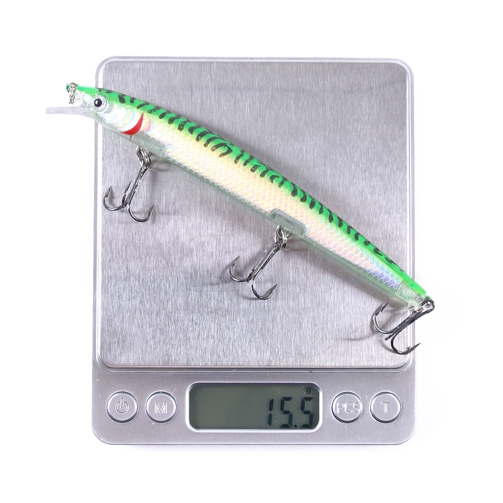 Hengjia 1pc Umpan Pancing Hard Plastic Bait Bentuk Ikan 3D Eyes Ukuran 13.5cm / 15.5g Laser Pattern Inside Fishing Lure 12 Color