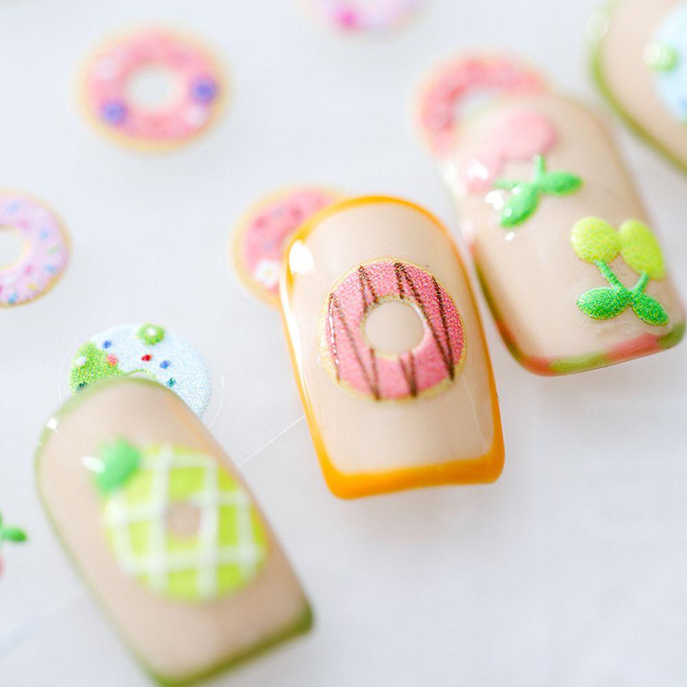 Mxbeauty Kartun Stiker Kuku Cherry Bintang Spaceman Pelangi Roket Perekat Diri DIY Nail Art Dekorasi