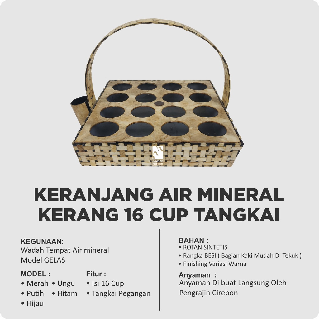 Jual Keranjang Air Mineral Tempat Aqua Gelas Dari Kerang 16 Cup Pakai Tangkai Gagang Shopee 2821