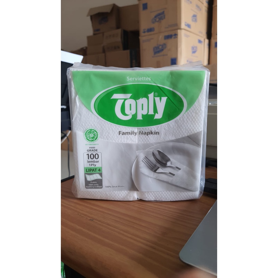 Tissue Toply Napkin Belah Lipat 4 - 1 Ply - 100 Sheets