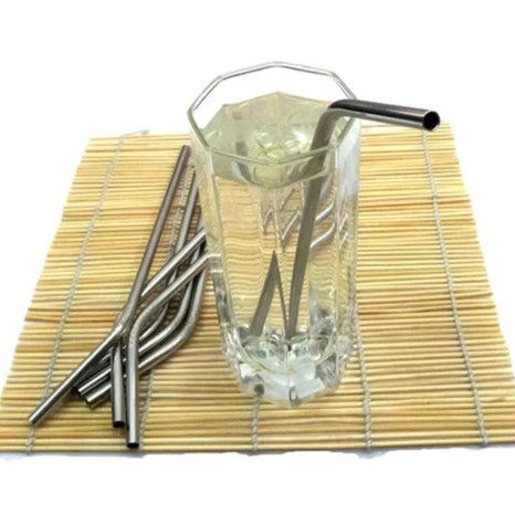 Sedotan Stainless Steel Bengkok Stain Less Straw Sedotan Lengkung