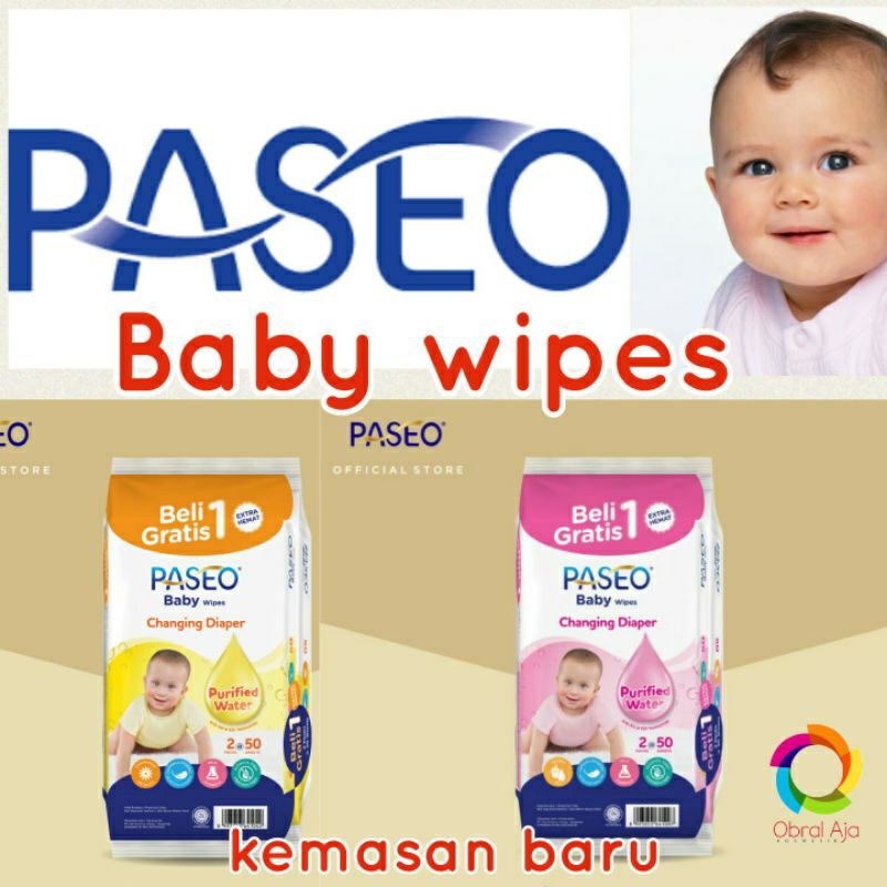 BUY 1 Get 1 TISSUE BASAH PASEO BABY WIPES 100s tisu basah 50 + 50 sheets