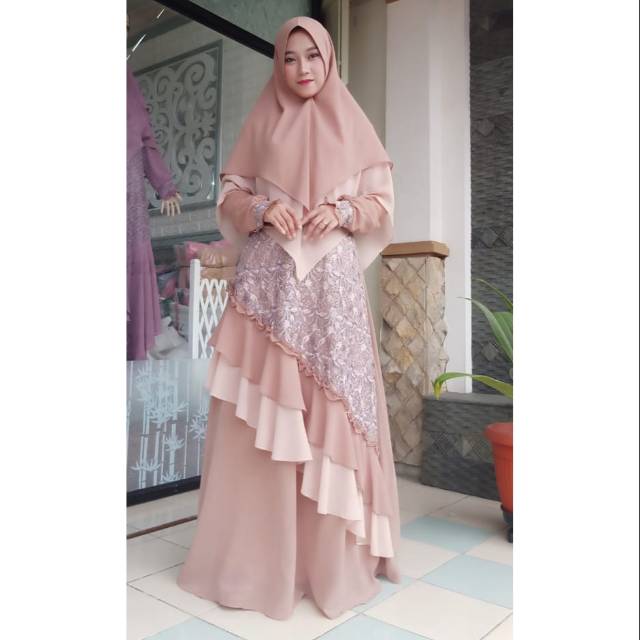 Gamis SET CERUTY mix Brukat / Gamis SET Syar'i / Gamis pesta / Dress