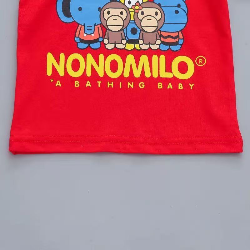 Baju anak Laki-laki setelan cowok kaos pendek+ celana pendek motif monkey import-5