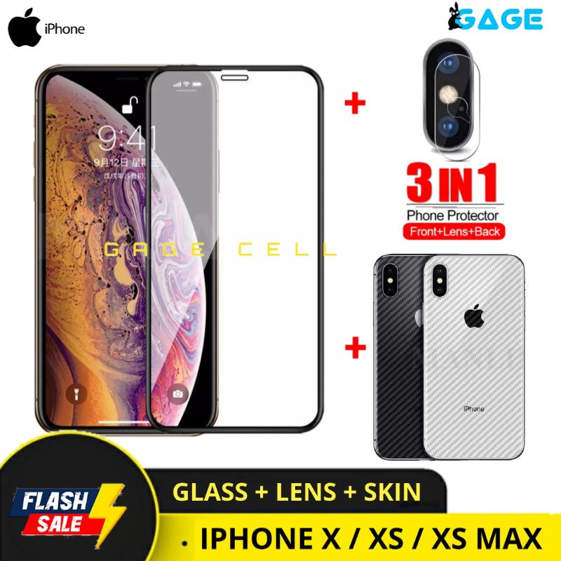 PROMO TEMPERED GLASS LAYAR KAMERA SKIN CARBON iPhone X XS MAX TG ANTI GORES FULL SCREEN PROTECTOR