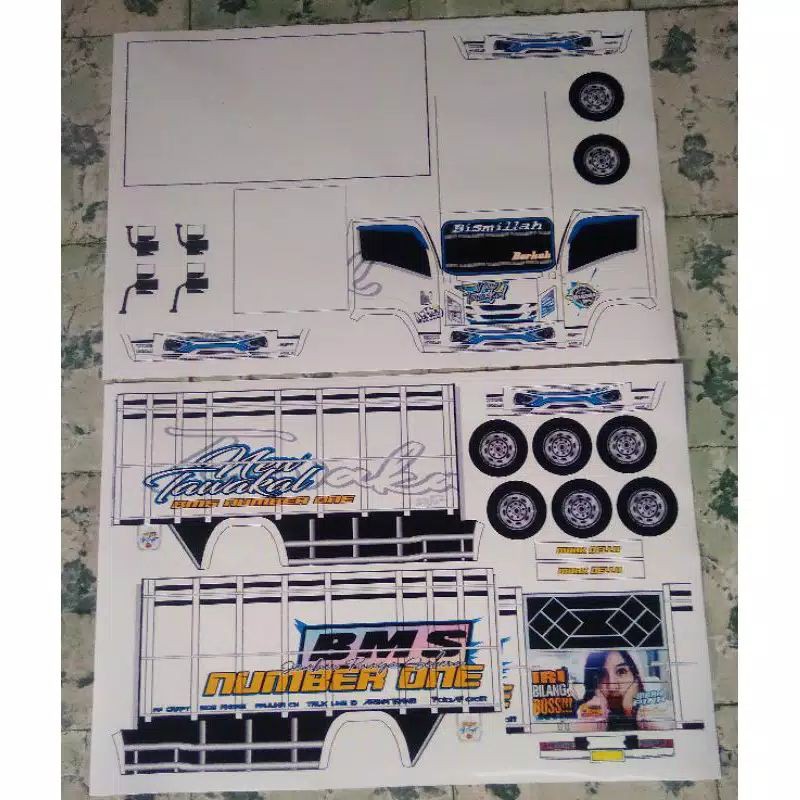 Stiker Papercraft Truk New Tawakal 5 Skala 1:16