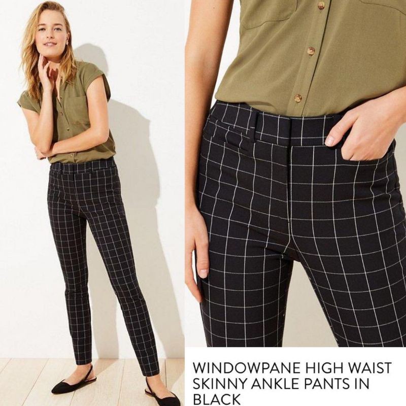 Brand Loft: windowpane skinny ankle pants