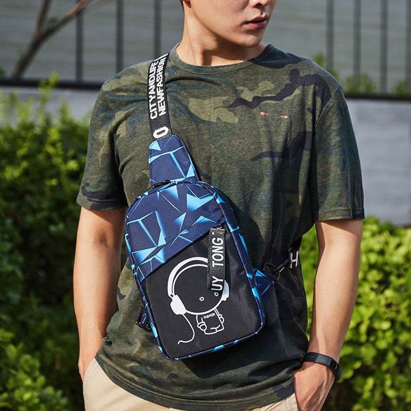 COD Highland Tas Selempang Pria Casual Anti Air Sling Bag Luminous Kanvas IMPORT TS409