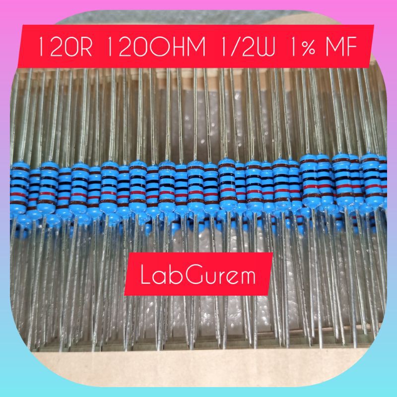 10 Resistor 1/2W 120 ohm  120r Taiwan metal film 1% kaki tembaga