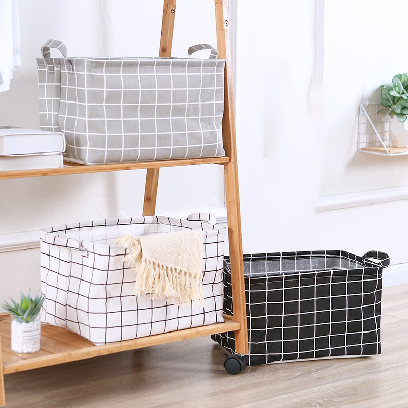 HOVELSHOP Keranjang Penyimpanan Baju Laundry Desktop Canvas Storage Box Bisa Dilipat Multifungsi