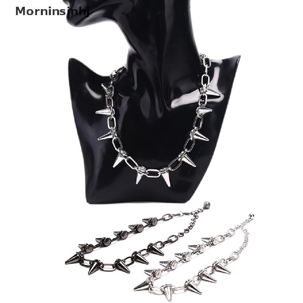 Mor Kalung Choker Punk Gothic Rock Hias Rivet Spike Rantai Sambung Untuk Biker