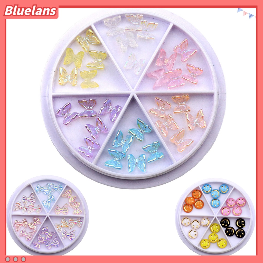 (In Stock) Kacamata Hitam Lensa Warna Warni ♡1 Kotak Ornamen Pita Aurora 3D Bahan Akrilik Glitter Untuk Dekorasi Kuku Wanita