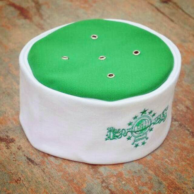 Peci Kopiah Songkok Maiyah Cak Nun Bordir NU - Putih Atas Hijau - Aneka Warna - Nahdlatul Ulama