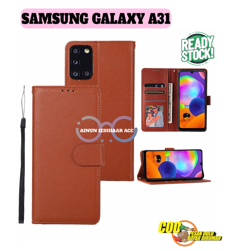 CASE SAMSUNG GALAXY A31 FLIP LEATHER COVER WALLET CASING STANDING DOMPET CASING