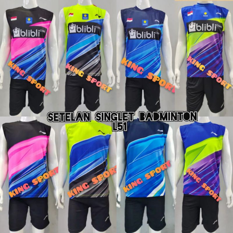 baju setelan singlet badminton dewasa L151blibli/polos