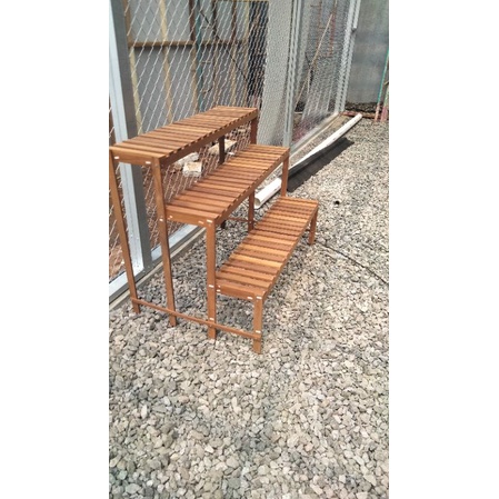 RAK KAYU ULIN  TANGGA 3 TINGKAT/RAK SUSUN KAYU/RAK ULIN TERBAIK