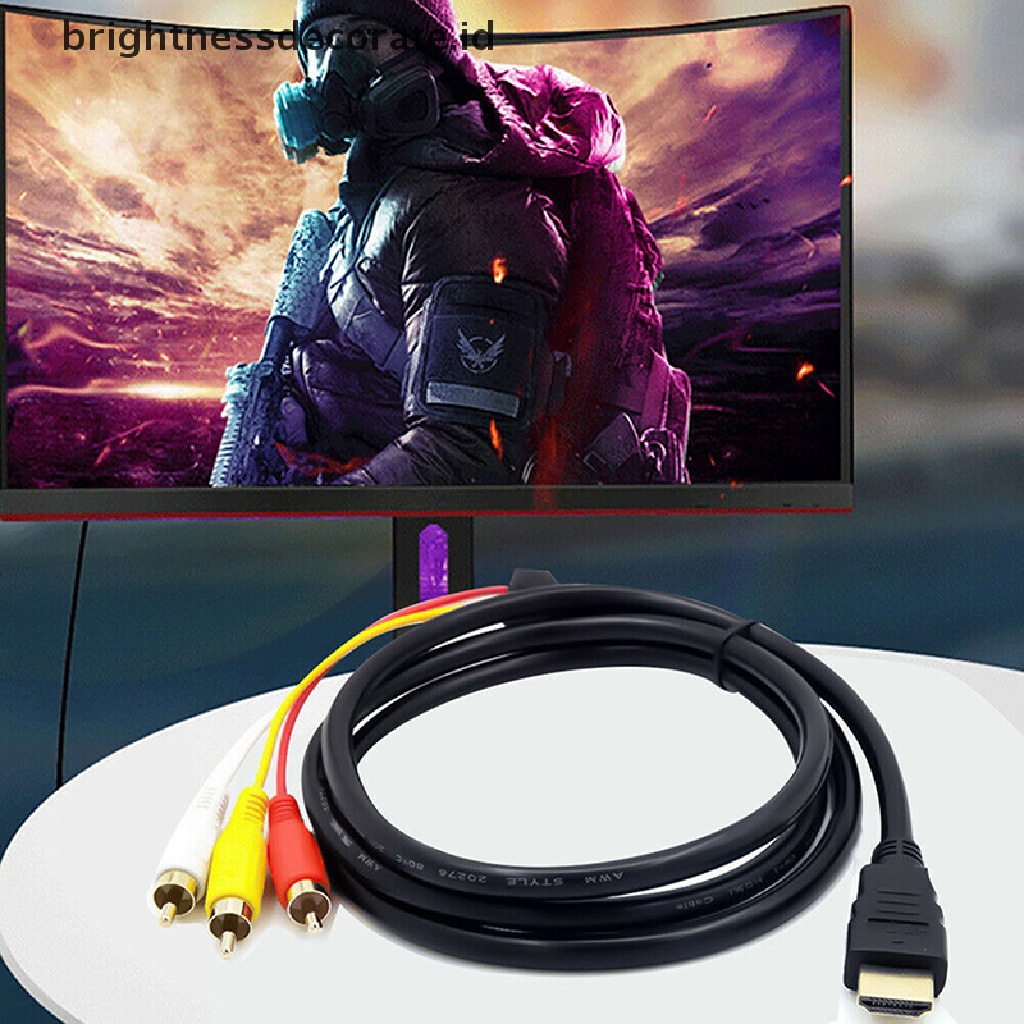 (birth) Kabel Adapter HDMI 1080p Male Ke 3 RCA AV Audio Dengan SCART Ke 3 RCA Phono