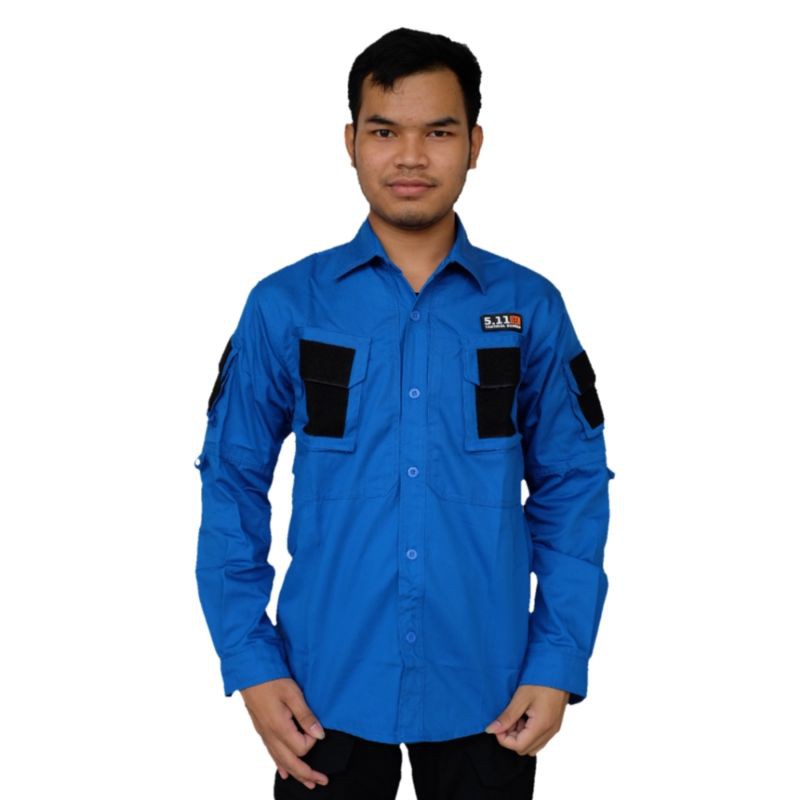 Kemeja Tactical 511 Tangan Panjang Bahan Drill Biru Benhur
