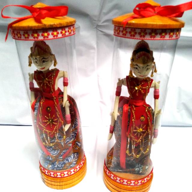 (BISA COD) PAKET HEMAT MINIATUR WAYANG GOLEK RAMA SHINTA DALAM TABUNG BAHAN KAYU - DEKORASI RUMAH