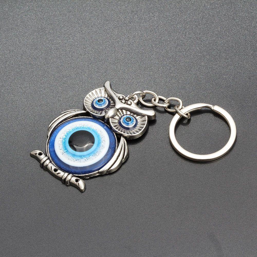 Augustina Gantungan Kunci Mobil Crystals Hanger Owl Blue Lucky Charm Evil Eye Car Pendant