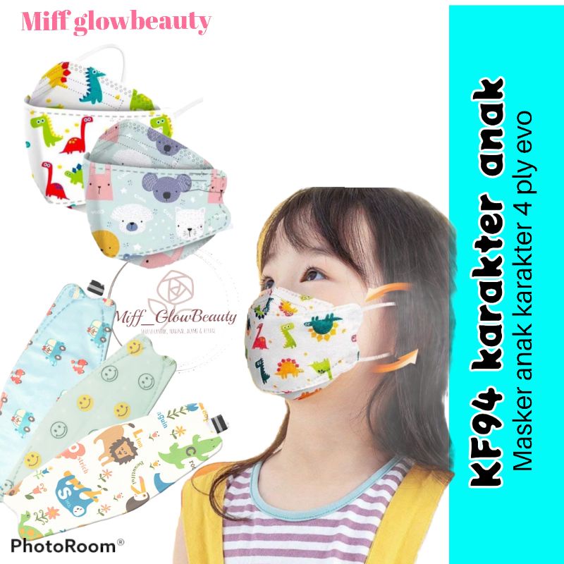 KF94 ANAK FULL MOTIF EVO, KARAKTER TEBAL 4 LAPIS KOREA masker anak