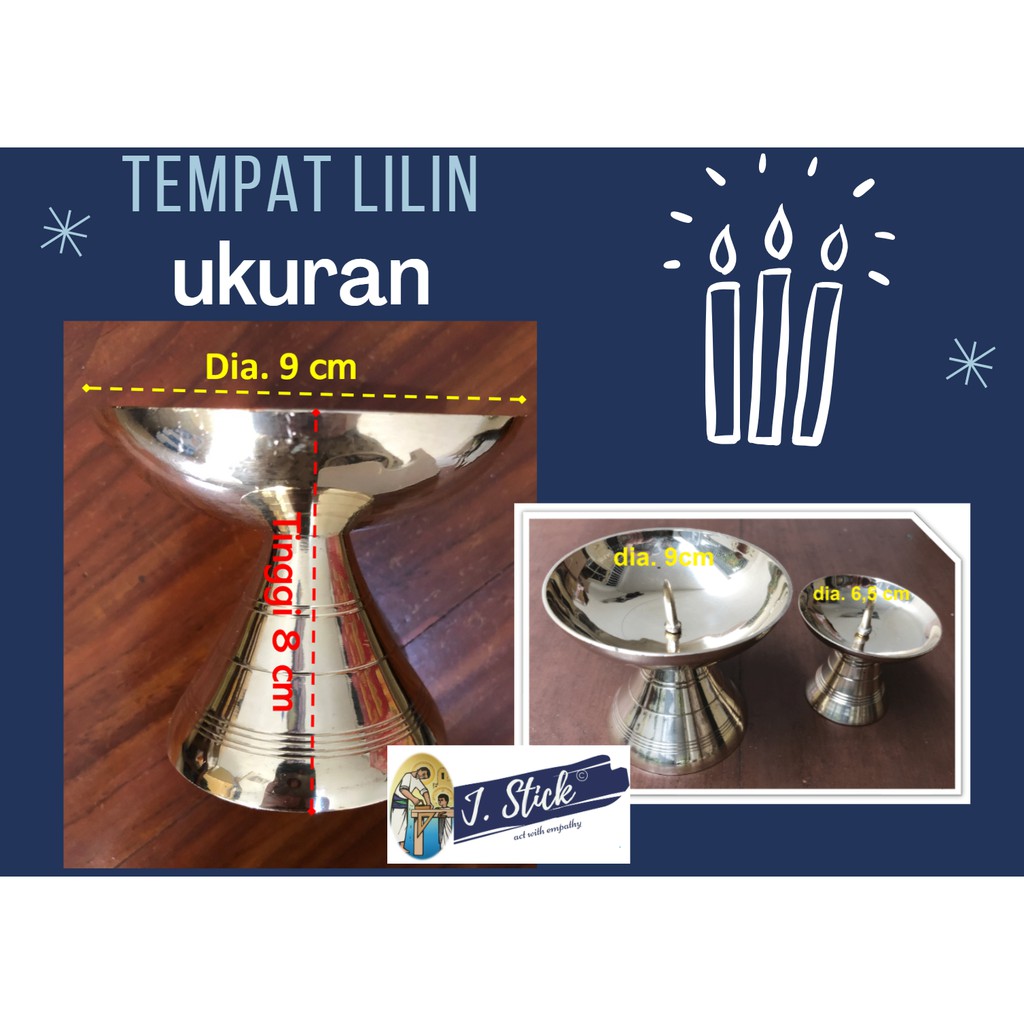 Tempat Lilin - Kuningan, bentuk Parabola - dia 9cm