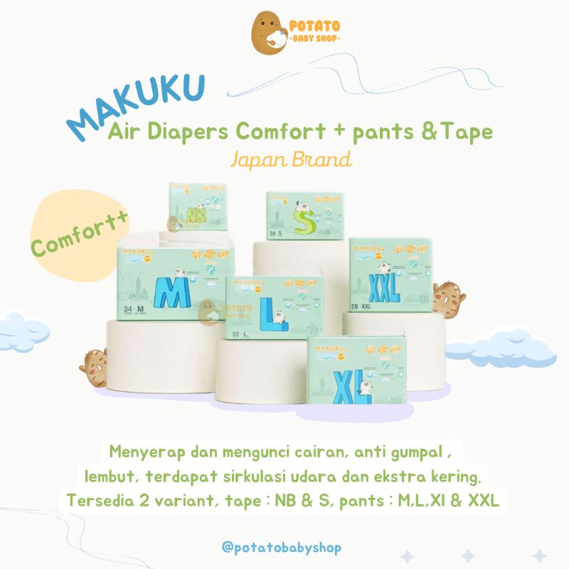 Makuku SAP Diapers Comfort Pants &amp; Tape NB S M L XL &amp; XXL - Popok Diaper