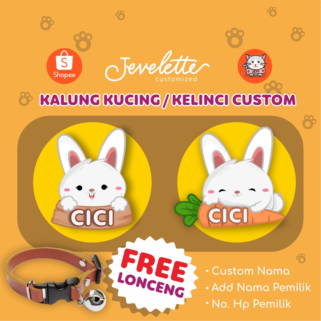 KALUNG KELINCI/KUCING CUSTOM NAMA/NO.TELP/ALAMAT BISA SATUAN