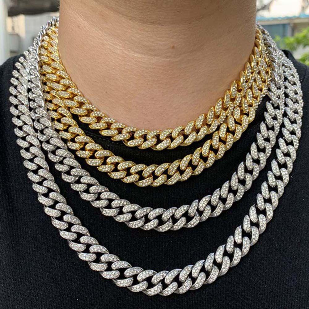 Mxbeauty Kalung Rantai Tebal Hias Zircon Berlian Imitasi Gaya Punk Rock Untuk Pria Dan Wanita