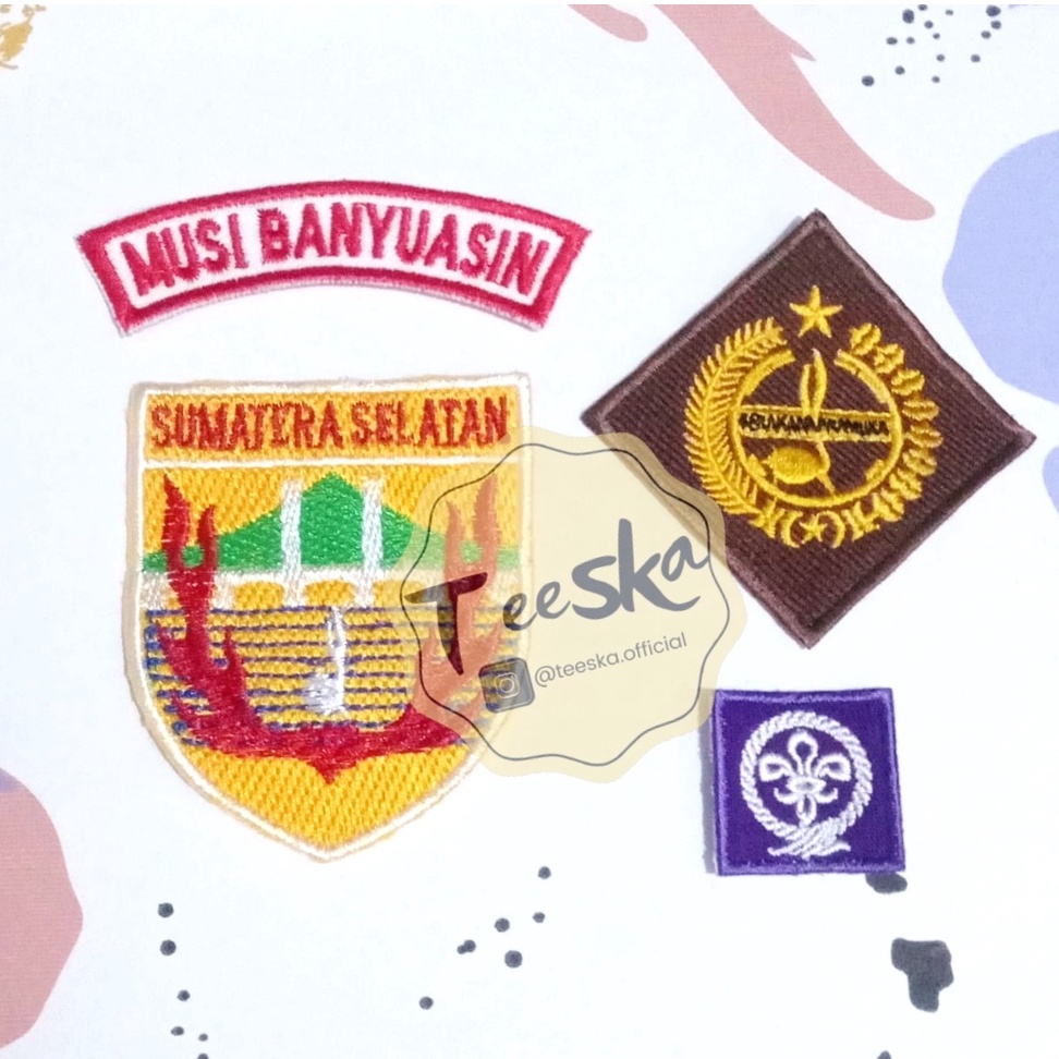 Set Atribut  Seragam Pramuka Logo Tunas Kelapa dan Wosm, Logo Kwartir Daerah ( Kwarda ) Sumatera Sel