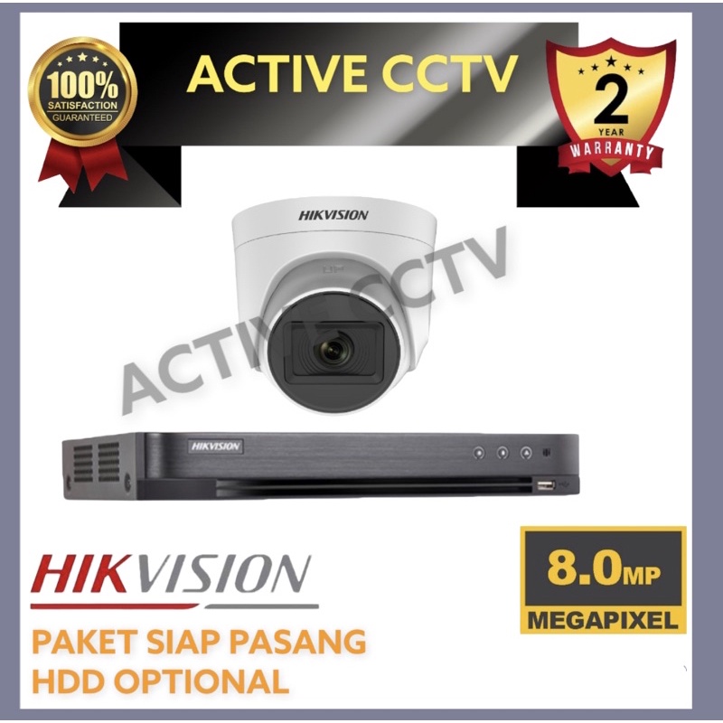 PAKET KAMERA CCTV 8 MP HIKVISION 1 CAMERA 8MP FULL HD DVR 4 CHANNEL HIKVISION KOMPLIT 2560 P GARANSI