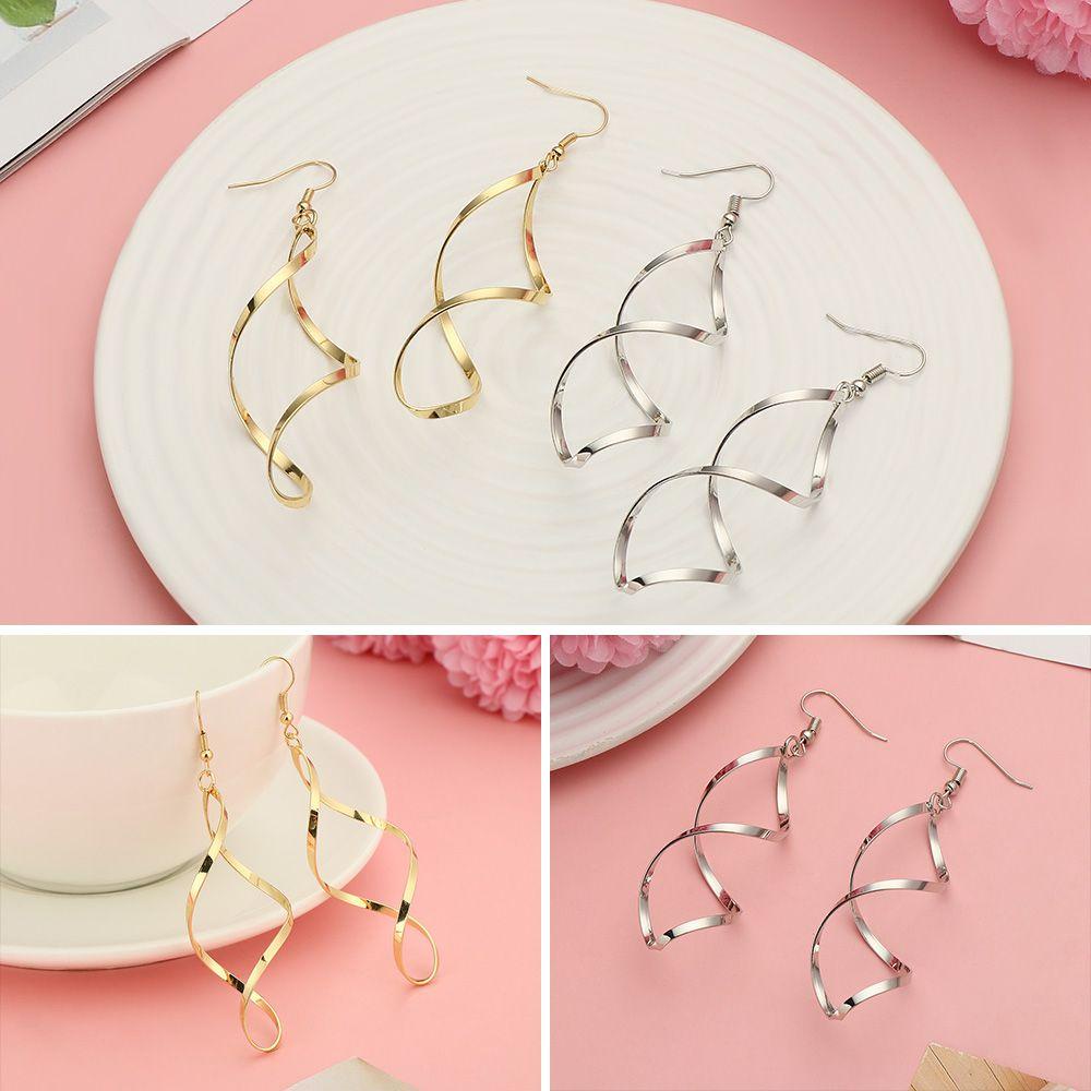 Preva Anting Juntai Anting Statement Wave Drop Earrings Anting Twist Anting Panjang