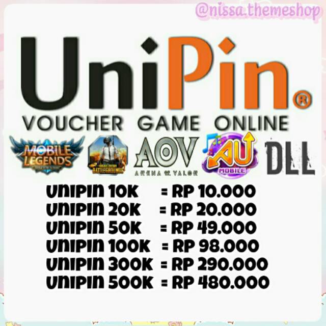Unipin Voucher Game Online Value 50 100 Shopee Indonesia