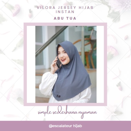 HIJAB JERSEY ABU TUA BAHAN JATUH SEDERHANA - JILBAB NYAMAN HIJAB SIMPLE PET KERUDUNG VILORA INSTAN J