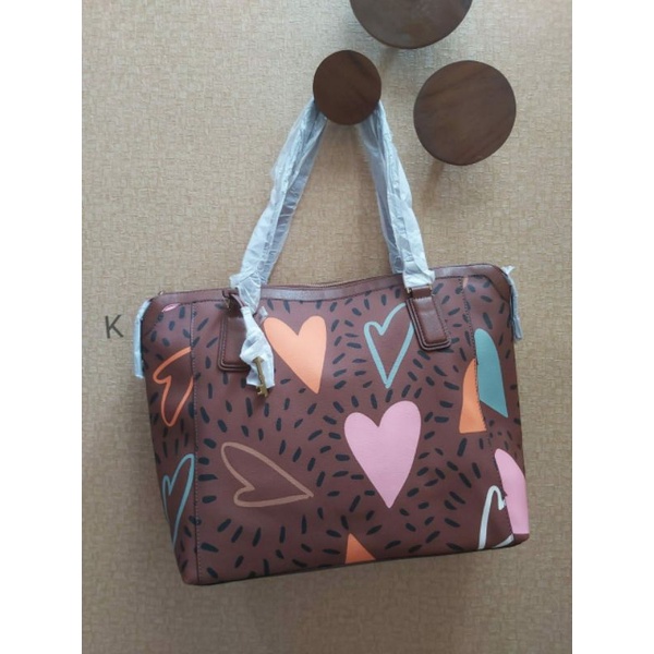 tasFossil jacqueline tote zip heart n