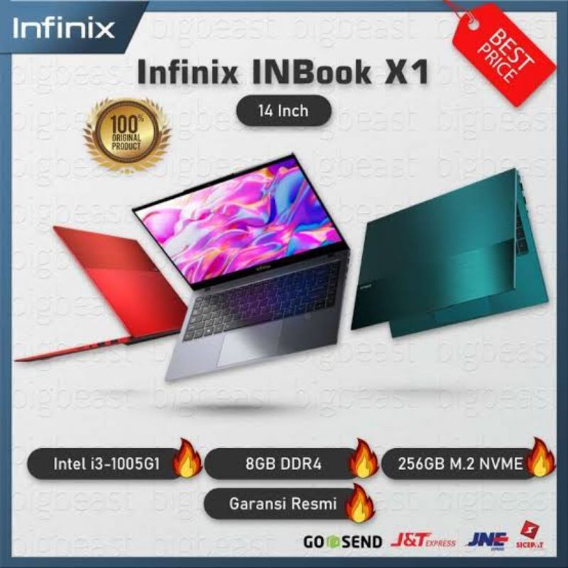 Infinix Inbook X1 8/256 GB core i3 1005G1 Garansi Resmi | Laptop Infinix