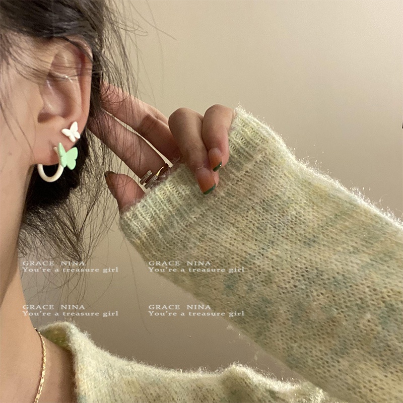 Set Anting Hoop Desain Butterfly Warna-Warni Untuk Wanita